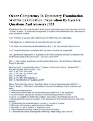 2023 OCANZ Healthcare Assessment Optometry Exam With Answers (7 Solved Questions)