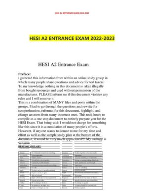 2022-2023 HESIA2 Comprehensive Entrance Exam With Answers (518 Solved Questions)