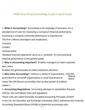 2023 Wall Street Accounts Course Exam With Answers (222 Solved Questions)