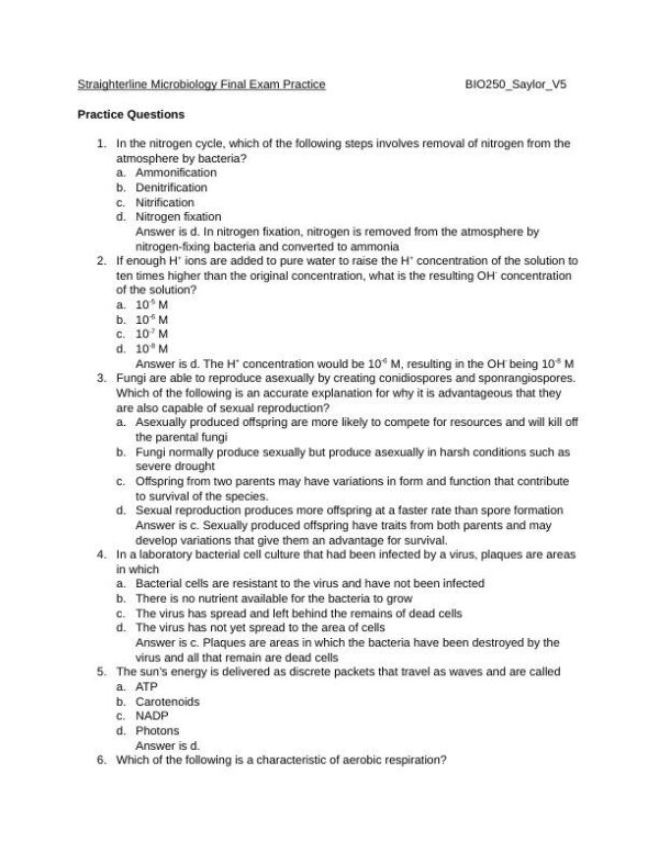 Microbiology Final Exam With Answers (14 Solved Questions)