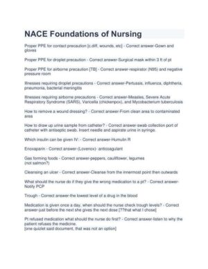 NACE Nursing Diagnosis Practice Exam With Answers (72 Solved Questions)