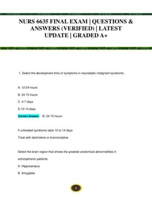 NURS6635 Mental Health Final Exam With Answers (119 Solved Questions)