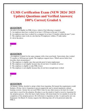 2024-2025 CLMS Human Resource Management Practice Exam With Answers (65 Solved Questions)