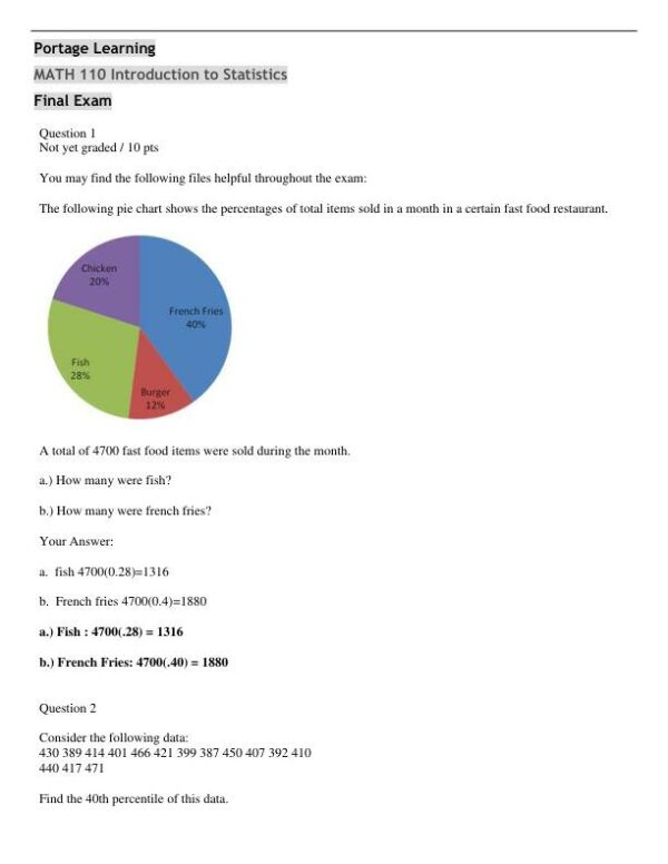 Mathematics Final Exam With Answers (10 Solved Questions)