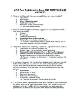 2023 ATLS Clinical analysis Practice Exam With Answers (177 Solved Questions)