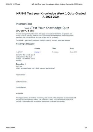 2023-2024 NR546 Nursing Practice Exam With Answers (5 Solved Questions)