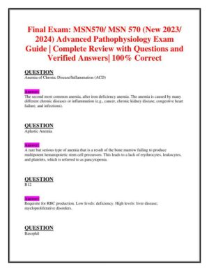 2023-2024 MSN570 Pathophysiology Final Exam With Answers (113 Solved Questions)