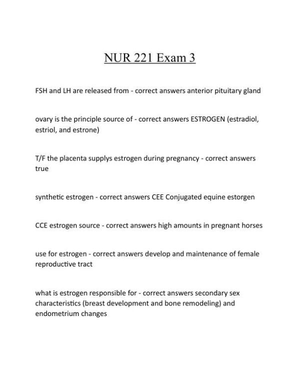 NUR221 Nursing Practice Exam With Answers (127 Solved Questions)