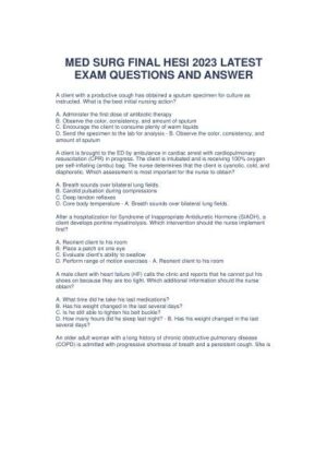 2023 HESI Medical Surgical Nursing Final Exam With Answers (45 Solved Questions)