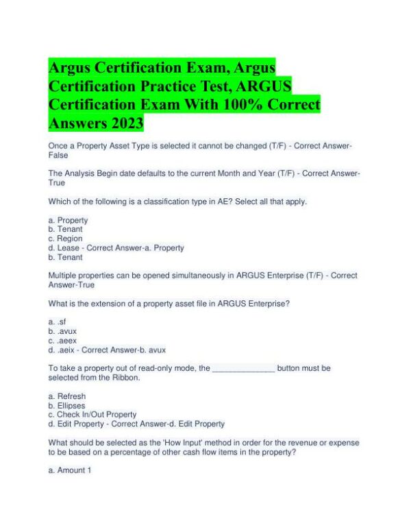 2023 ARGUS Law Certification Exam With Answers (174 Solved Questions)