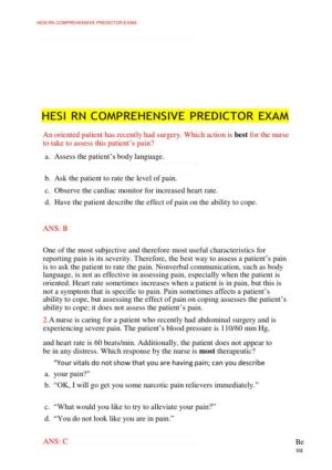 HESI RN Medical Surgical Nursing Predictor Exam With Answers (8 Solved Questions)