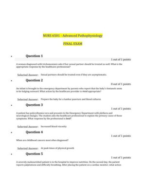 NURS6501 Advanced Pathophysiology Final Exam With Answers (101 Solved Questions)