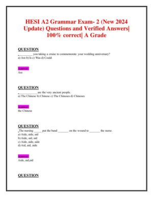 2024 HESI Grammar A2 Grammar Exam-2 With Answers (156 Solved Questions)