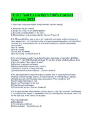 2023 TECC Medical Care Practice Exam With Answers (50 Solved Questions)