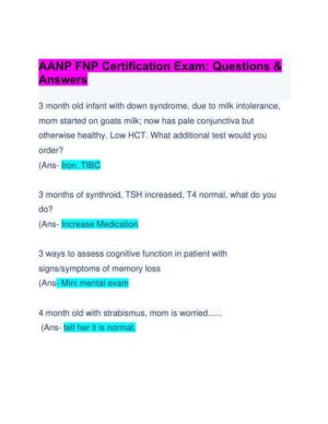 AANP Pediatrics FNP Certification Exam With Answers (236 Solved Questions)