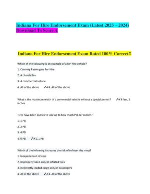 2023-2024 Indiana For Hire Others Endorsement Exam With Answers (34 Solved Questions)