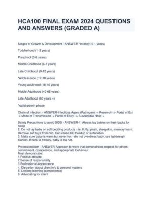 2024 HCA100 Health Care Assessment Final Exam With Answers (35 Solved Questions)