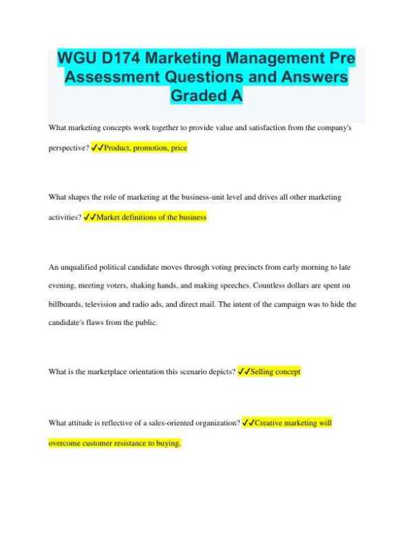 WGU D174 Marketing Practice Exam With Answers (36 Solved Questions)