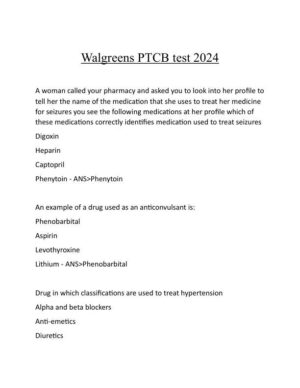 2024 Walgreens PTCB Pharmacology Practice Exam With Answers (83 Solved Questions)