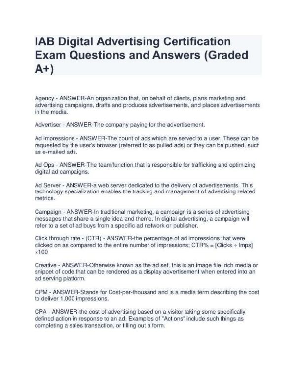 IAB Marketing Practice Exam With Answers (121 Solved Questions)