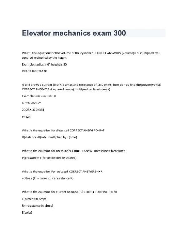 Elevator Physics Elevator Mechanics With Answers (126 Solved Questions)