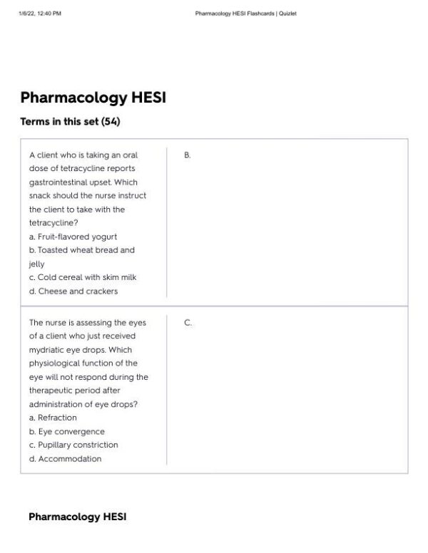 2022 HESI Pharmacology Practice Exam With Answers (47 Solved Questions)